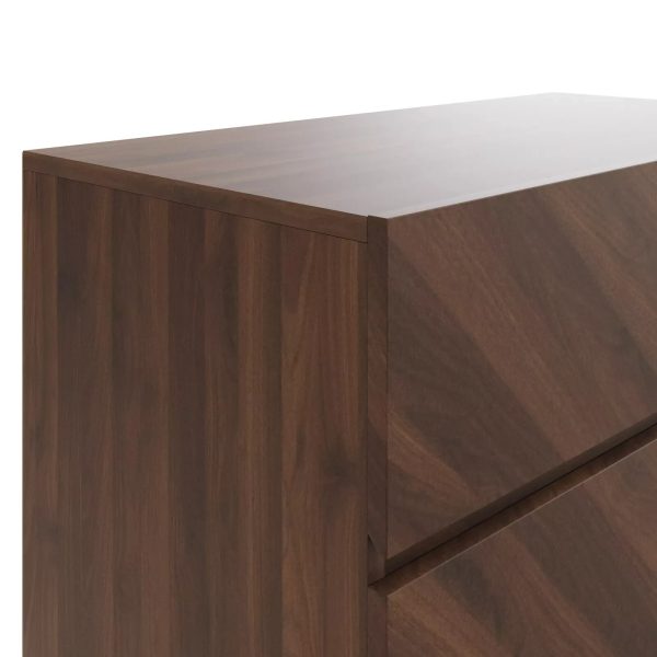 Catania 4 Drawer Chest Royal Walnut Iconic Herringbone design - Image 6