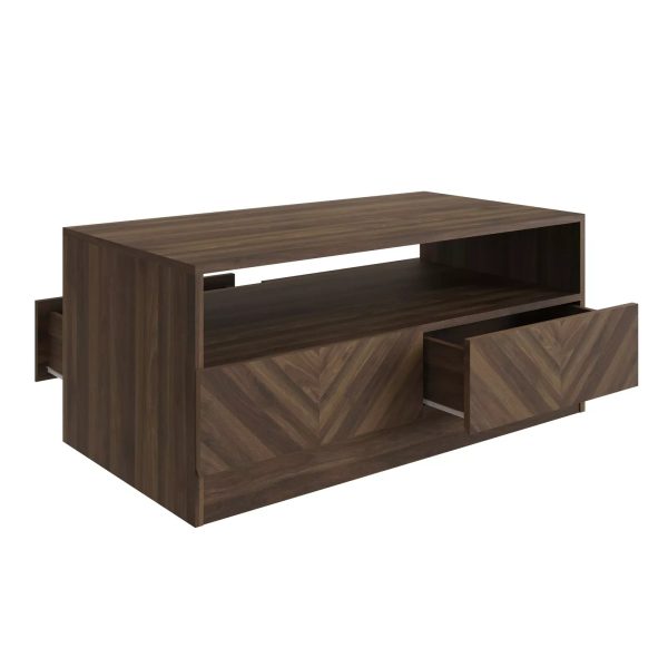 Catania Coffee Table Royal Walnut Herringbone inspired wood-grain finish - Image 3
