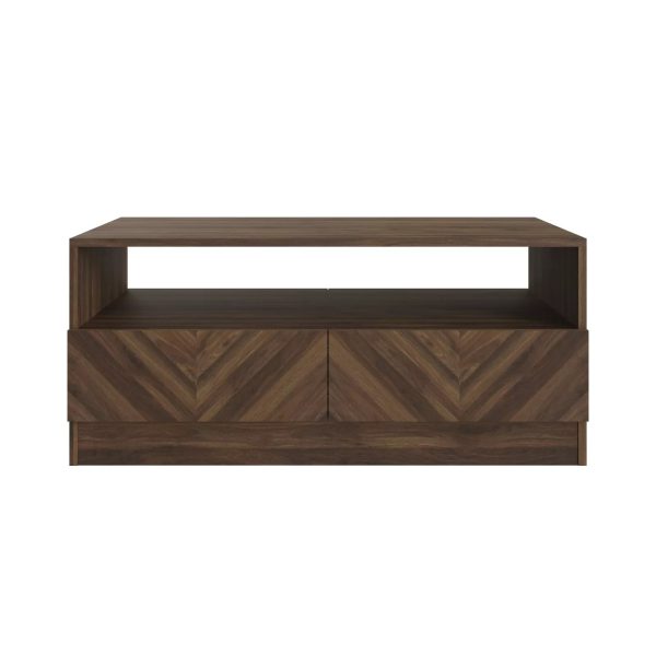 Catania Coffee Table Royal Walnut Herringbone inspired wood-grain finish - Image 4