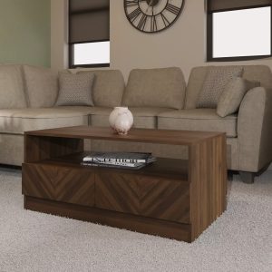 Catania Coffee Table Royal Walnut Herringbone inspired wood-grain finish