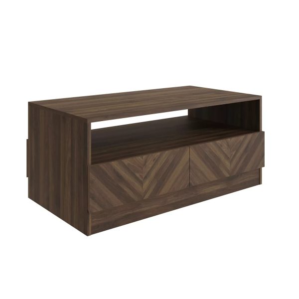Catania Coffee Table Royal Walnut Herringbone inspired wood-grain finish - Image 6