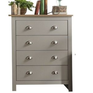 Country style bedroom furniture 4 drawer chest - Lancaster Grey