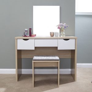 Dressing Table Oak and White 3 large drawers with mirror Elizabeth Dresser