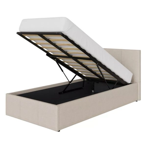 End Lift Ottoman Gas End Lift Up Storage Bed 3ft 90CM Single Fabric Natural Bed - Image 3