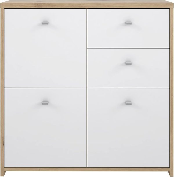 Forte Best Chest 3 Doors and 2 Drawers Storage Unit Artisan Oak/White Multi Use