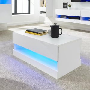 Galicia LED Coffee Table TV storage Shelf High Gloss Table Living Bedroom