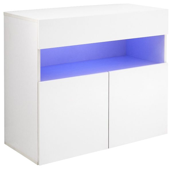 Galicia White Gloss Wall Mounted Hung Sideboard with LED Storage shelves - Image 3