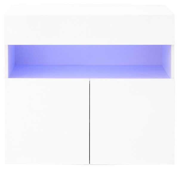 Galicia White Gloss Wall Mounted Hung Sideboard with LED Storage shelves - Image 5
