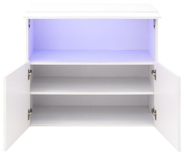 Galicia White Gloss Wall Mounted Hung Sideboard with LED Storage shelves - Image 6