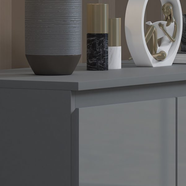 Grey High Gloss Chest Of 7 Drawers Bedroom Furniture Scratch Resistant Merchant - Image 4