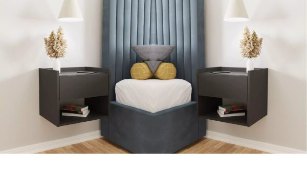 Harmony Wall Mounted Pair of Bedside Tables Anthracite Grey
