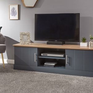 KENDAL LARGE TV STAND MEDIA UNIT CABINET SLATE BLUE