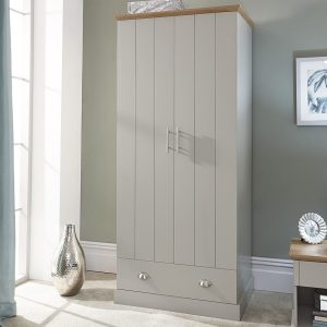 Kendal 2 Door 1 Drawer Wardrobe Country style bedroom furniture Grey & Oak