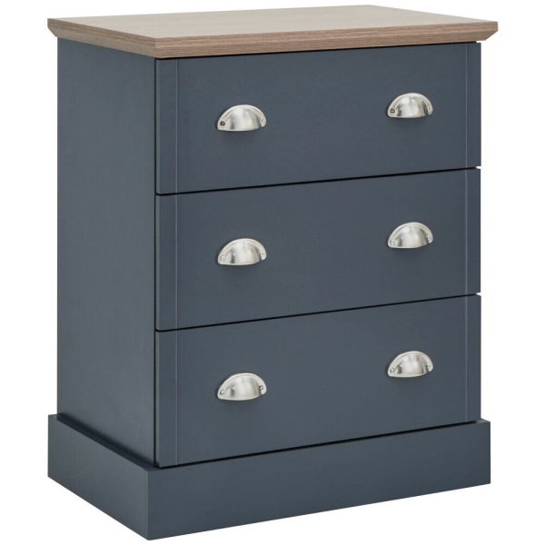 Kendal 3 Drawer Chest of drawers Country style bedroom furniture Slate Blue Oak