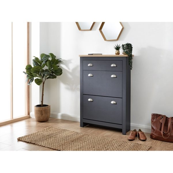 Lancaster 2 Door 1 Drawer Shoe Storage Cabinet Storage Blue - Image 3