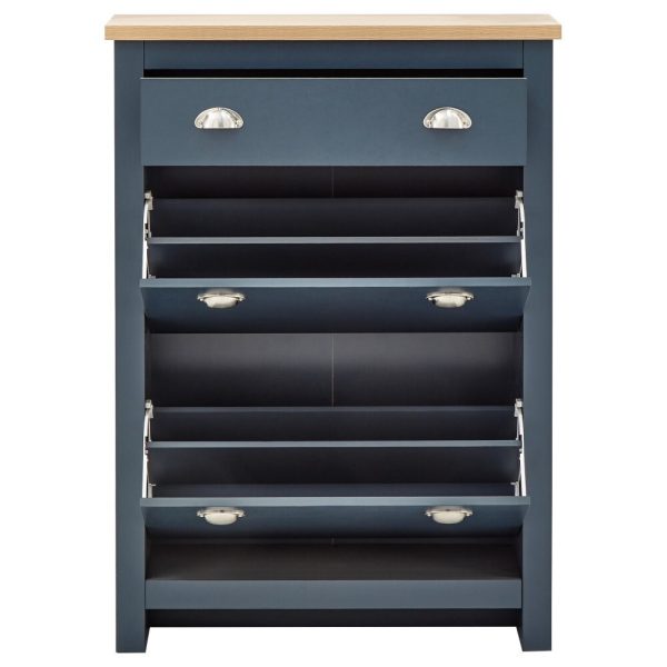 Lancaster 2 Door 1 Drawer Shoe Storage Cabinet Storage Blue - Image 4