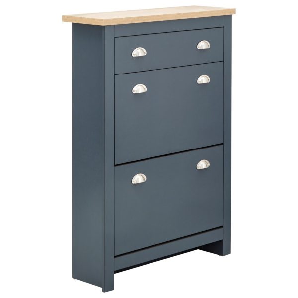 Lancaster 2 Door 1 Drawer Shoe Storage Cabinet Storage Blue - Image 7