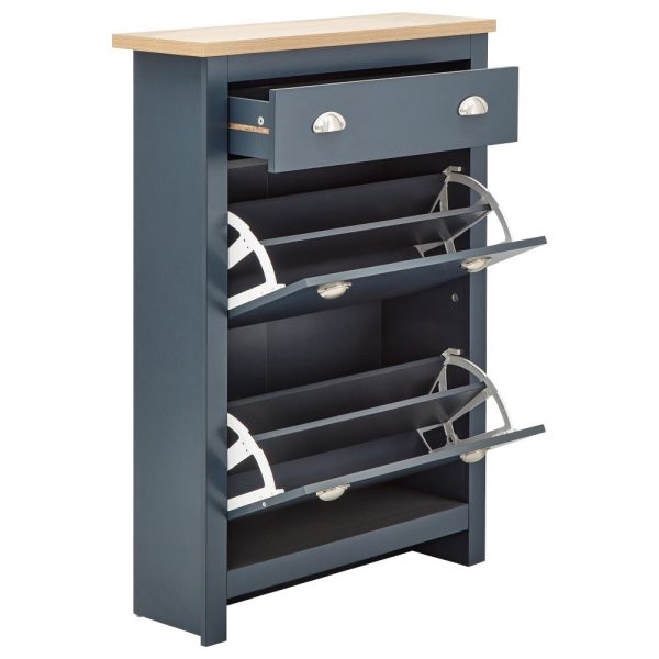 Lancaster 2 Door 1 Drawer Shoe Storage Cabinet Storage Blue - Image 8