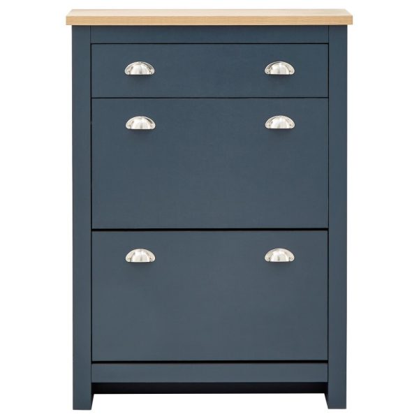Lancaster 2 Door 1 Drawer Shoe Storage Cabinet Storage Blue - Image 9