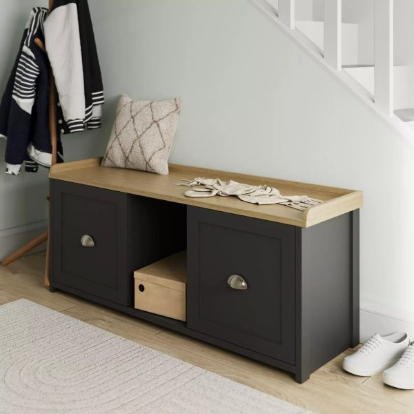 Lancaster 2 Door Shoe Bench Cabinet Storage Shelf Display seating  Hallway - Image 3