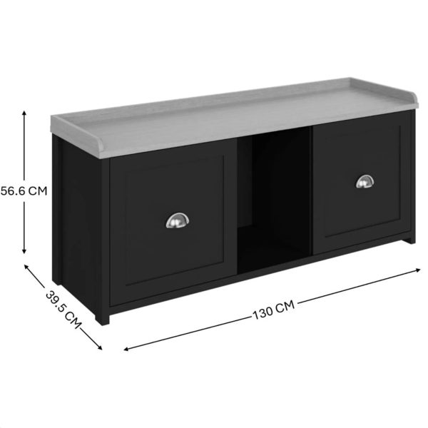 Lancaster 2 Door Shoe Bench Cabinet Storage Shelf Display seating  Hallway - Image 4