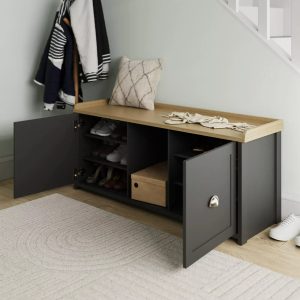 Lancaster 2 Door Shoe Bench Cabinet Storage Shelf Display seating  Hallway