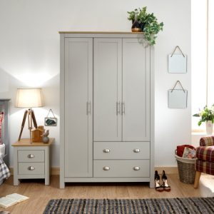 Lancaster 3 Door 2 Drawer Wardrobe - Grey