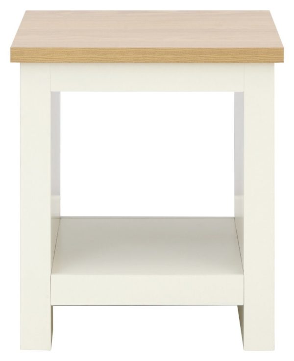 Lancaster Cream and Oak Lamp Table With Shelf - Image 3