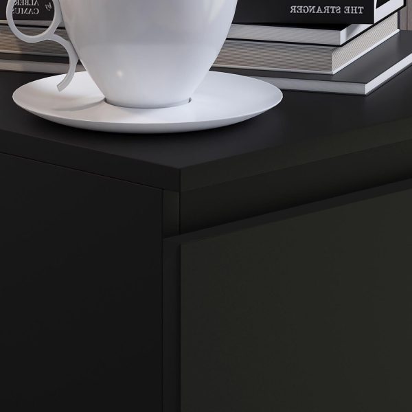 Matt Black 4 Drawer Chest Of Drawers Bedside Scratch Resistant Tall Slim - Image 6