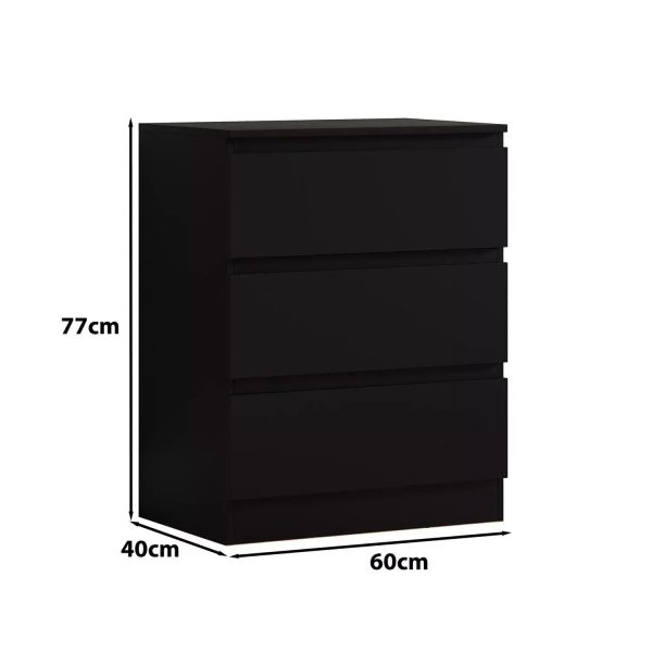 Matt Black Chest of Drawers 3 Drawer Bedroom Furniture stylish - Image 6