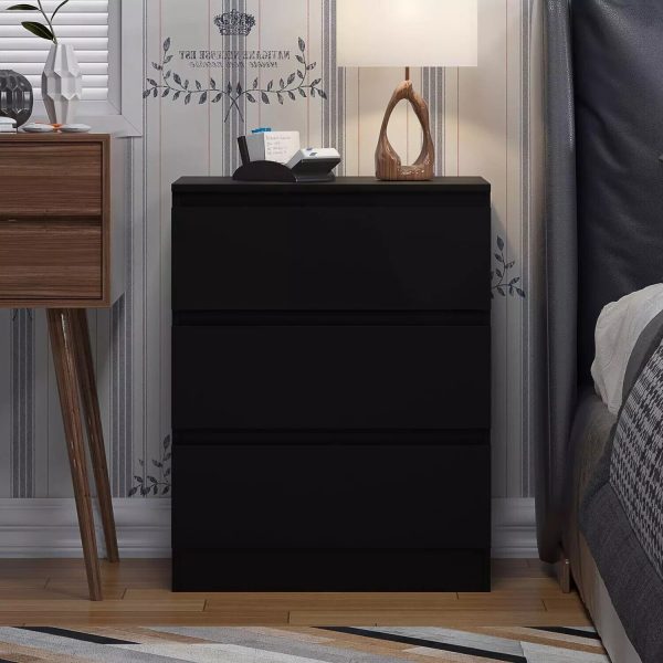 Matt Black Chest of Drawers 3 Drawer Bedroom Furniture stylish