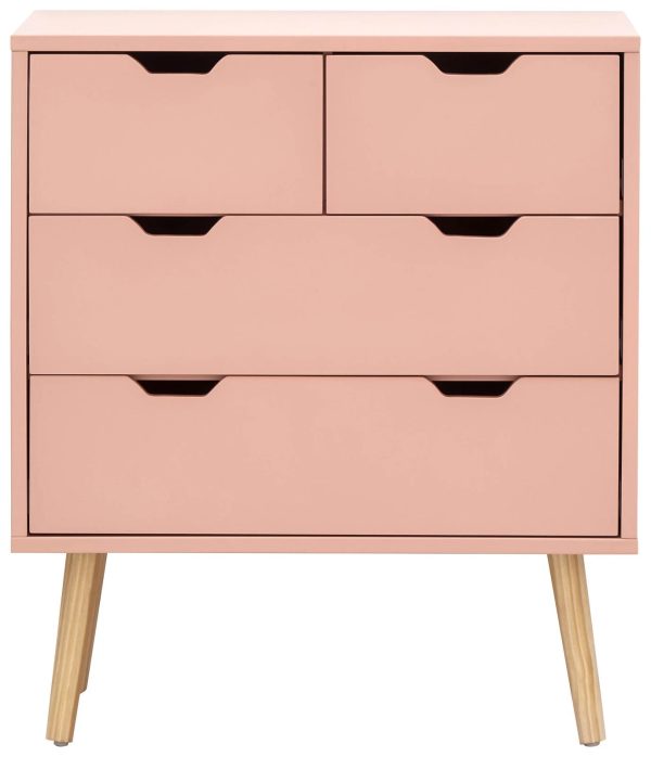 Nyborg 2 + 2 Drawer Chest of Drawers Scandinavian Style Bedroom Coral Pink - Image 3