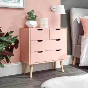 Nyborg 2 + 2 Drawer Chest of Drawers Scandinavian Style Bedroom Coral Pink