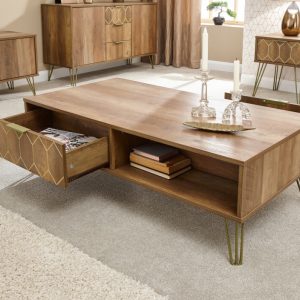 ORLEANS 2 DRAWER COFFEE TABLE MANGO & GOLD