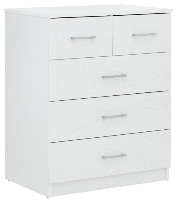 Panama 4 Piece 3 Door Wardrobe Set 2x bed side 3+2 drawer chest of drawers White - Image 11