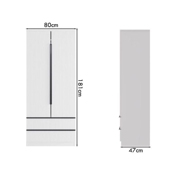 Ripple Effect Scalloped 2 Door 2 Drawer Combination Wardrobe Matt White Finish - Image 4