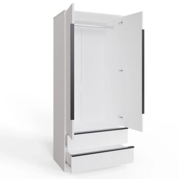 Ripple Effect Scalloped 2 Door 2 Drawer Combination Wardrobe Matt White Finish - Image 6