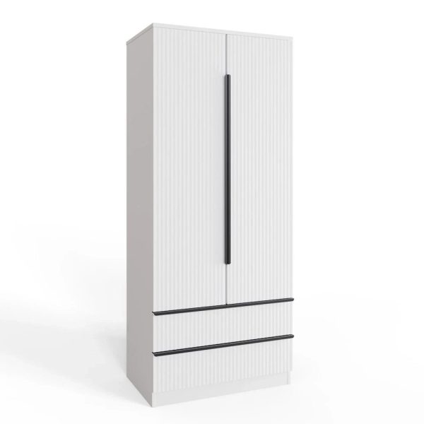 Ripple Effect Scalloped 2 Door 2 Drawer Combination Wardrobe Matt White Finish - Image 7