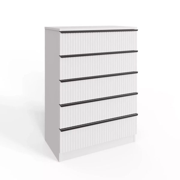 Ripple Effect White 5 Drawer Chest Of Drawers Scalloped Fronts Melamine Coating - Image 6