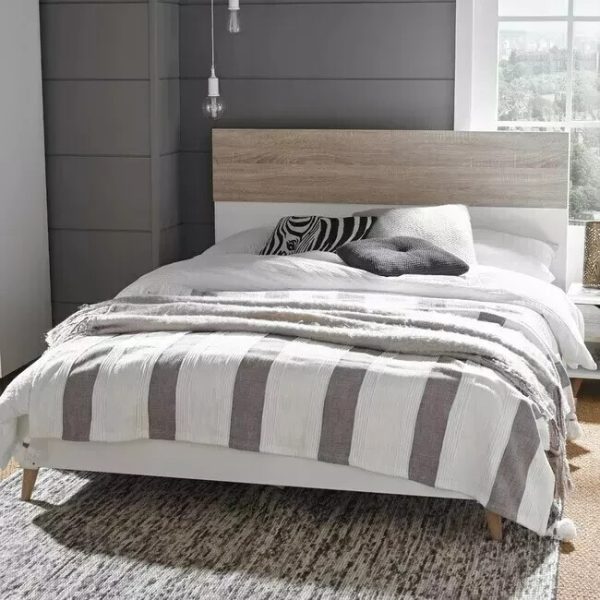 STOCKHOLM 4ft 6 DOUBLE BED MATT WHITE OAK EFFECT SCANDANAVIAN DESIGN - Image 3