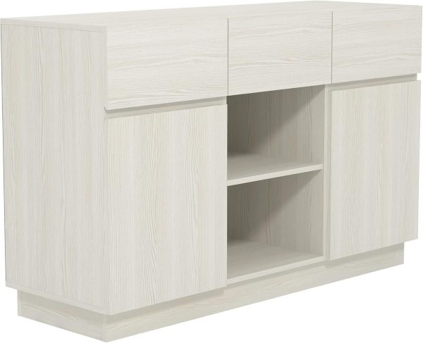 Sampford 2 Door 3 Drawers & 2 Shelves Sideboard Storage cool white 75x118x40cm - Image 3