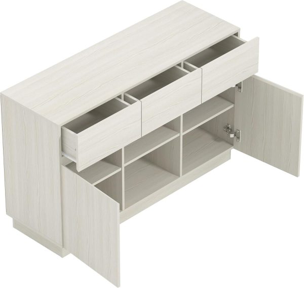 Sampford 2 Door 3 Drawers & 2 Shelves Sideboard Storage cool white 75x118x40cm - Image 5