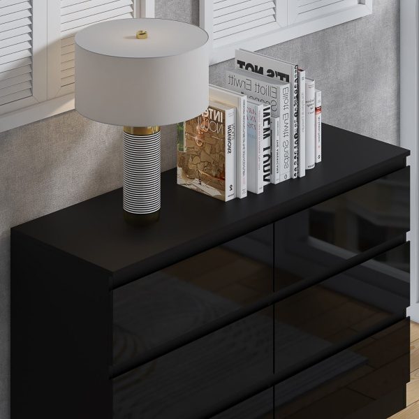 Stora Chest of 6 Drawers Black Gloss Front Drawers Black Matt Frame - Image 3
