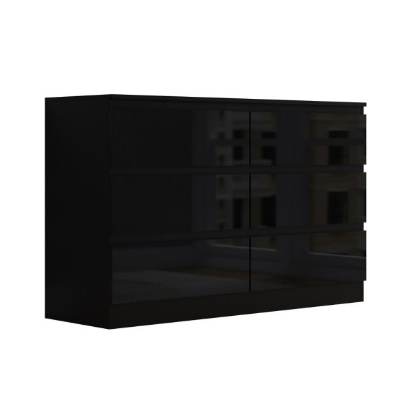 Stora Chest of 6 Drawers Black Gloss Front Drawers Black Matt Frame - Image 4