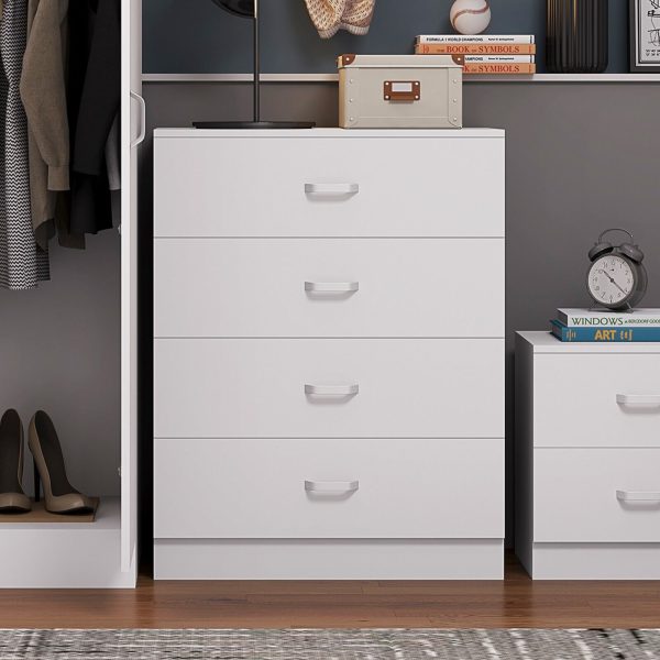 Tunis 4 Drawer Chest Of Drawers Sideboard with Metal T-Bar Handles Matt White - Image 5