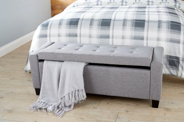 Verona Ottoman Bench Seat Grey Fabric Blanket box - Image 3