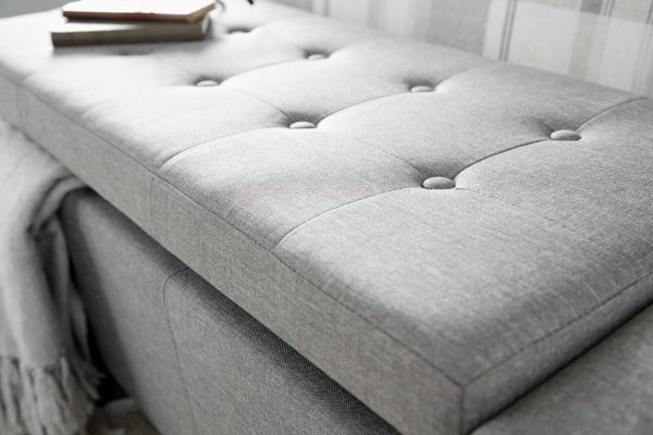 Verona Ottoman Bench Seat Grey Fabric Blanket box - Image 7