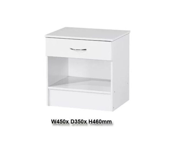 White Gloss Bedside Chest Cabinet Gloss drawer front white frame - Image 2