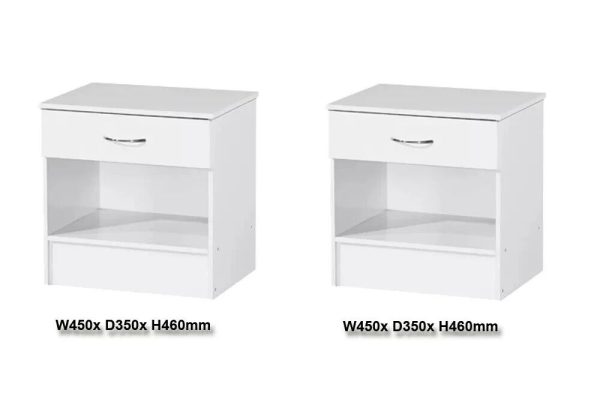 2x White Gloss Bedside Chest Cabinets Gloss drawer fronts white frame - Image 4