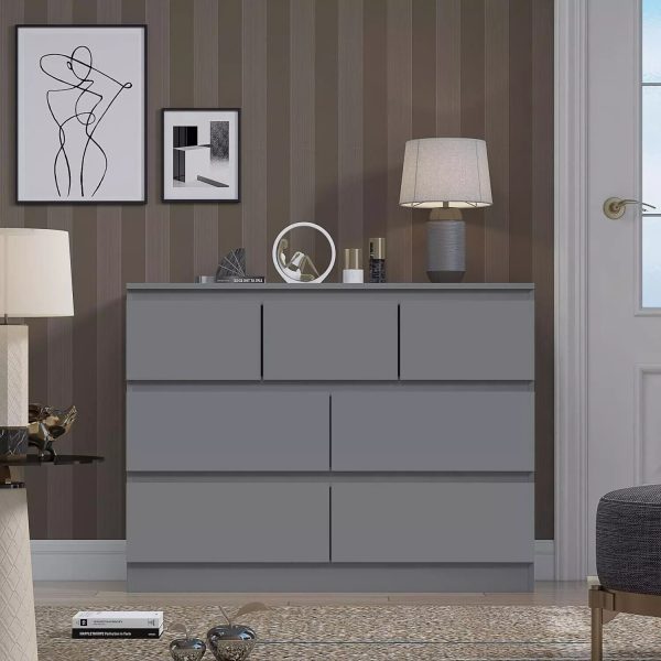 7 Drawer Merchant Chest Of Drawers Dark Matt Grey Scratch Resistant - Image 3